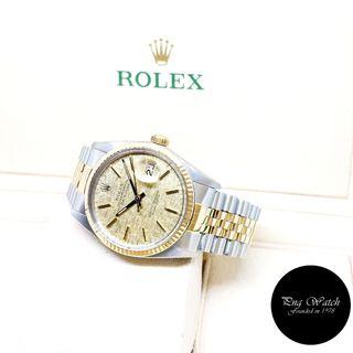 Rolex 36mm Oyster Perpetual 18K Half Yellow Gold Champagne Linen Dial Datejust REF: 16013 (7.42 Million Series)