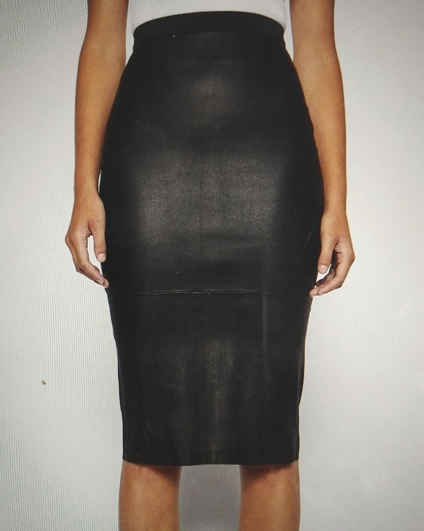 Stretch leather pencil skirt online