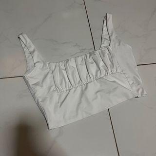 Scrunched White Casual Top Sleeveless in Size S