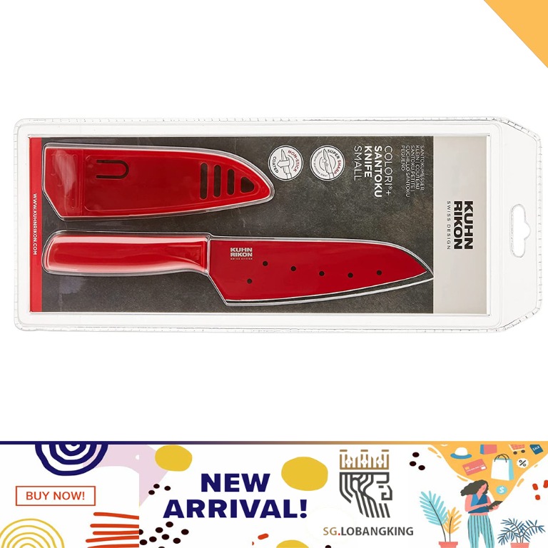[sg stock] Kuhn Rikon 5inches Nonstick Colori Santoku Knife, Red
