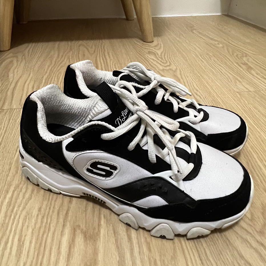 Skechers D Lites 2 Black and White Women s Fashion Footwear