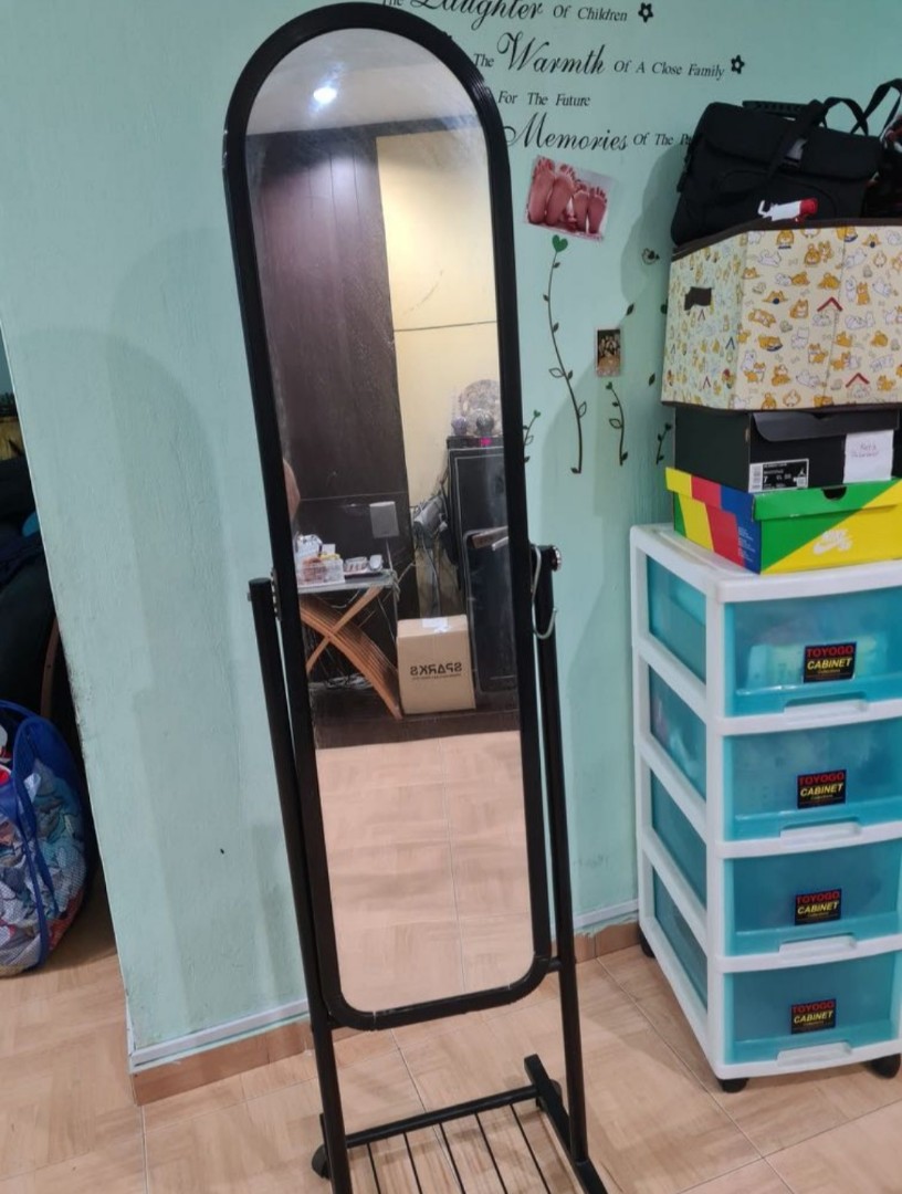 Standing mirror with wheels, Furniture & Home Living, Home Decor