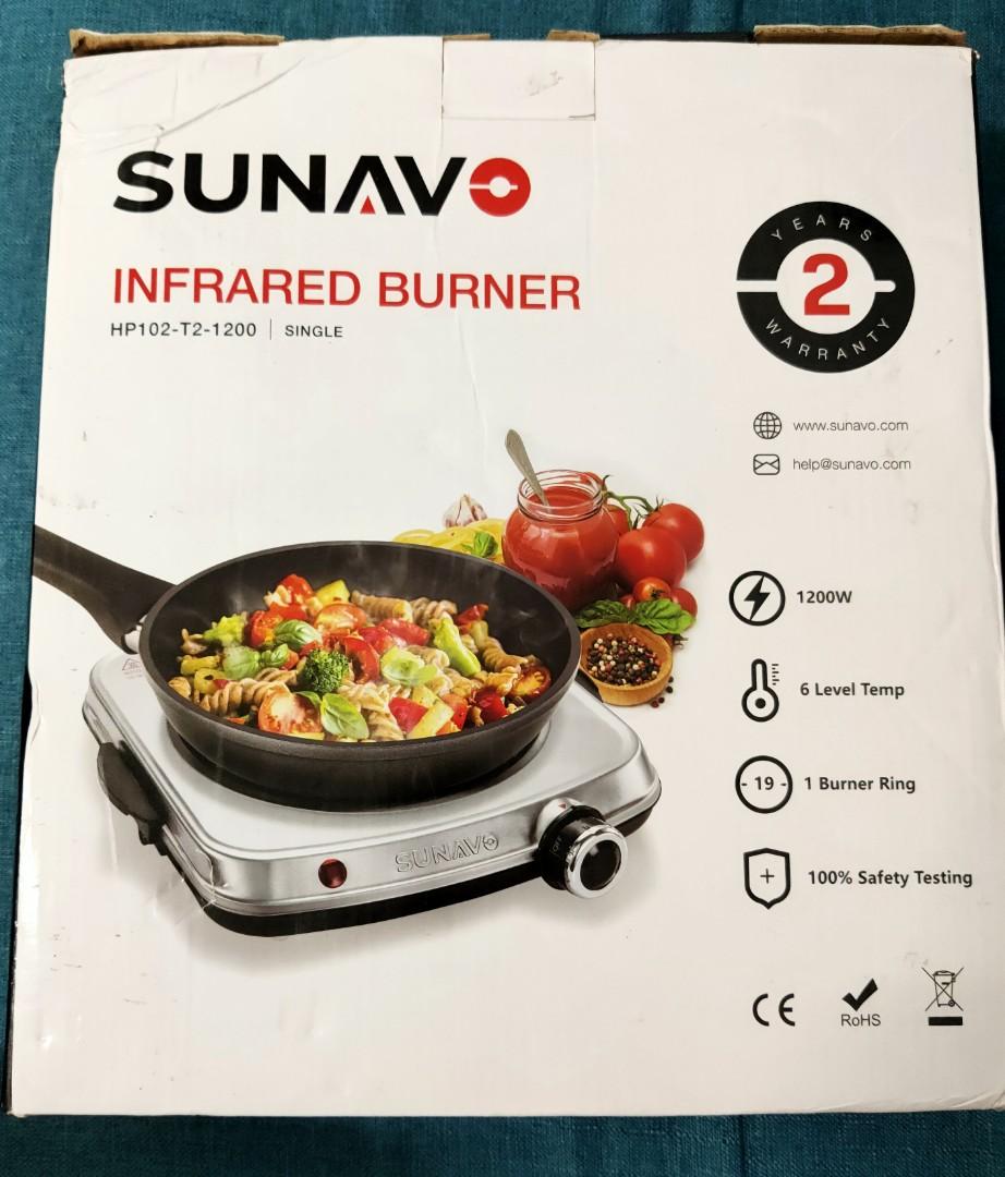 SUNAVO Electric Infrared Burner, 1200W Ceramic Glass Hot Plate, 6 Power  Levels Stainless Steel Single Burner for Kitchen Camping RV and More  Silver, TV u0026 Home Appliances, Kitchen Appliances, Hobs u0026 Hoods
