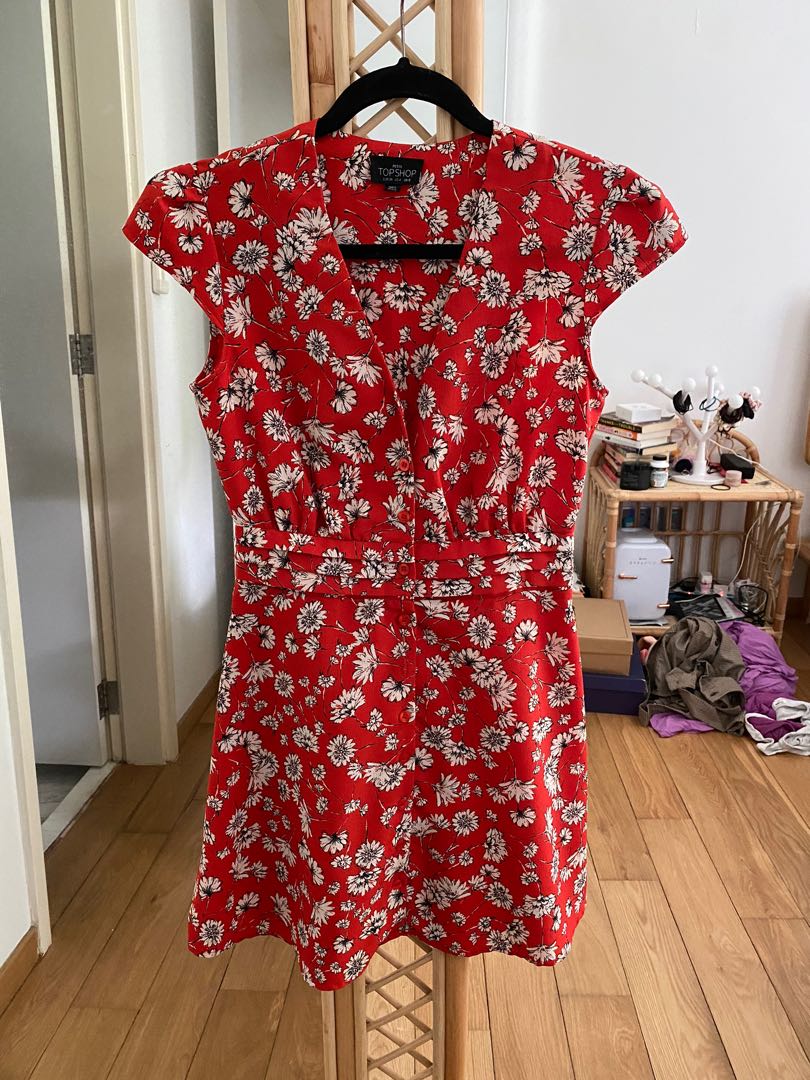 Topshop red tea dress sale