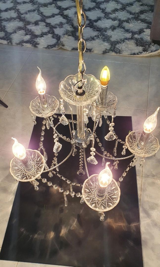 Used Chandelier 5 light.(2 set), Furniture & Home Living, Lighting ...