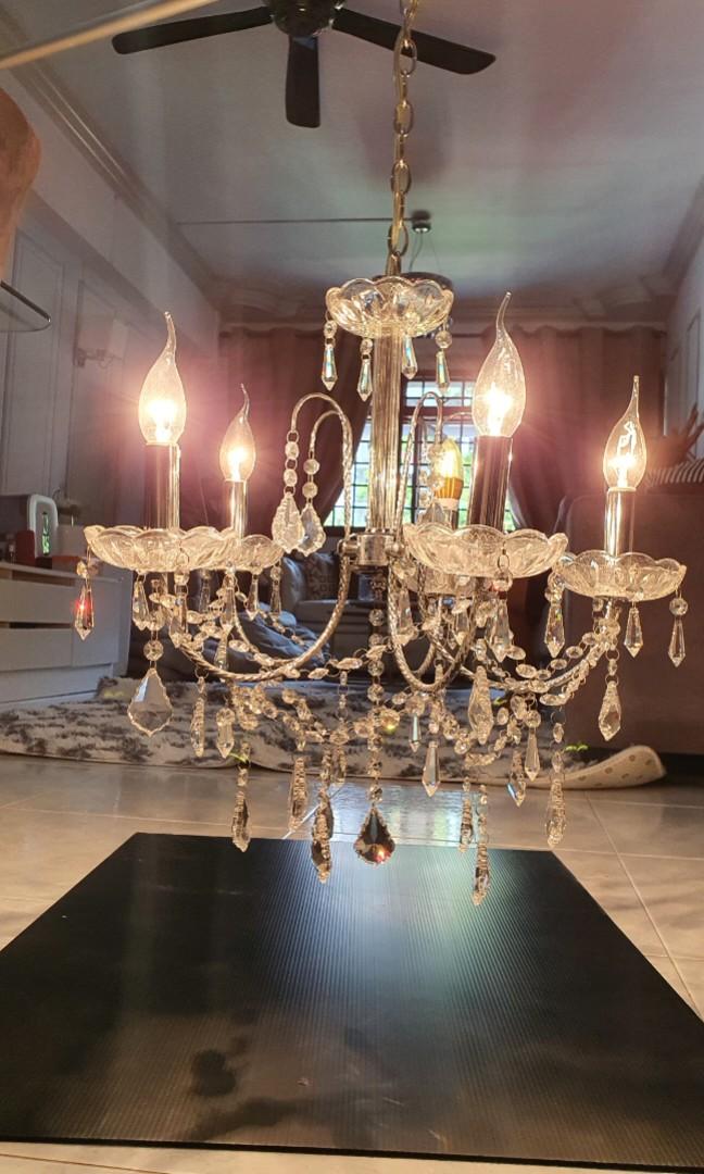 Used Chandelier 5 light.(2 set), Furniture & Home Living, Lighting ...