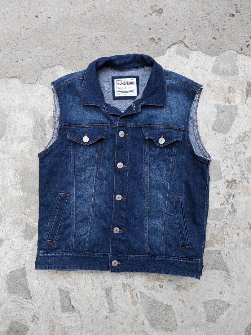 Vest jeans indigo bank, Fesyen Pria 