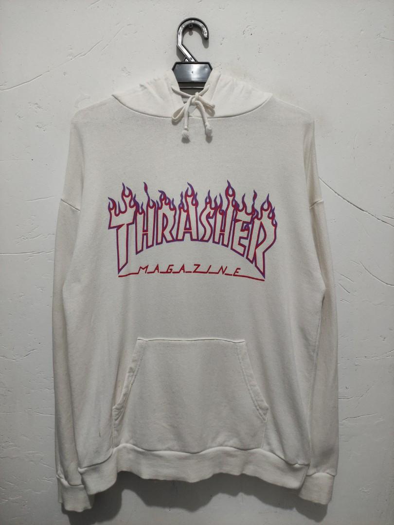 Vintage Thrasher Flame White Hoodie Men s Fashion Tops Sets Hoodies on Carousell