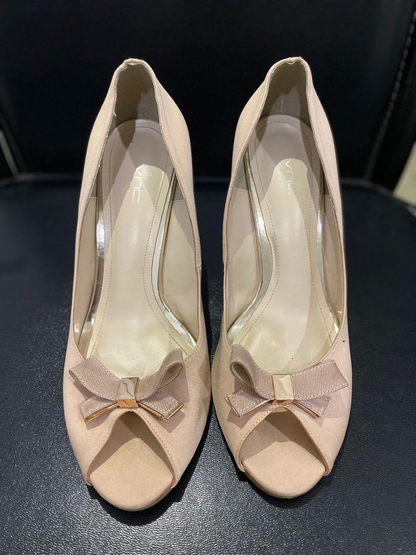 VNC NUDE OPEN TOE HEELS, Fesyen Wanita 
