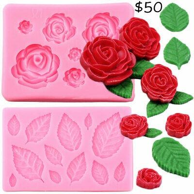 50 2pcs Set Silicone Fondant Resin Rose Leaf Mold 矽膠蛋糕玫瑰花樹葉翻糖滴膠模具 興趣及遊戲 手作 自家設計 工藝用品及工具 Carousell
