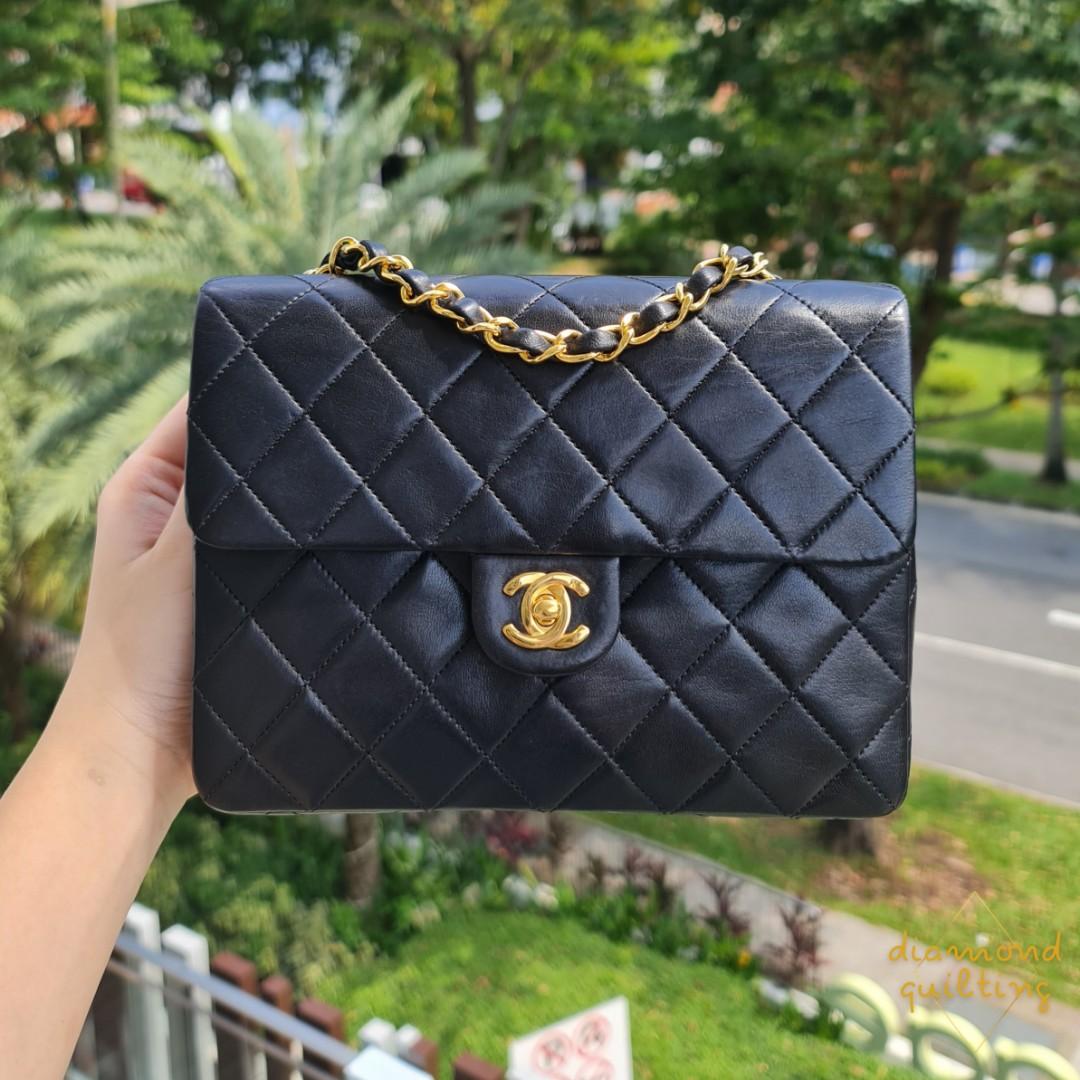 🖤 [SOLD] VINTAGE CHANEL MINI SQUARE FLAP BAG 20CM BLACK LAMBSKIN 24K GHW  GOLD HARDWARE, Luxury, Bags & Wallets on Carousell