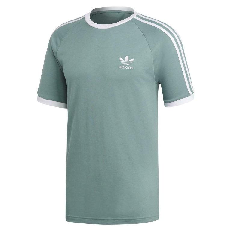 Adidas 3 stripe t shirt mens green online