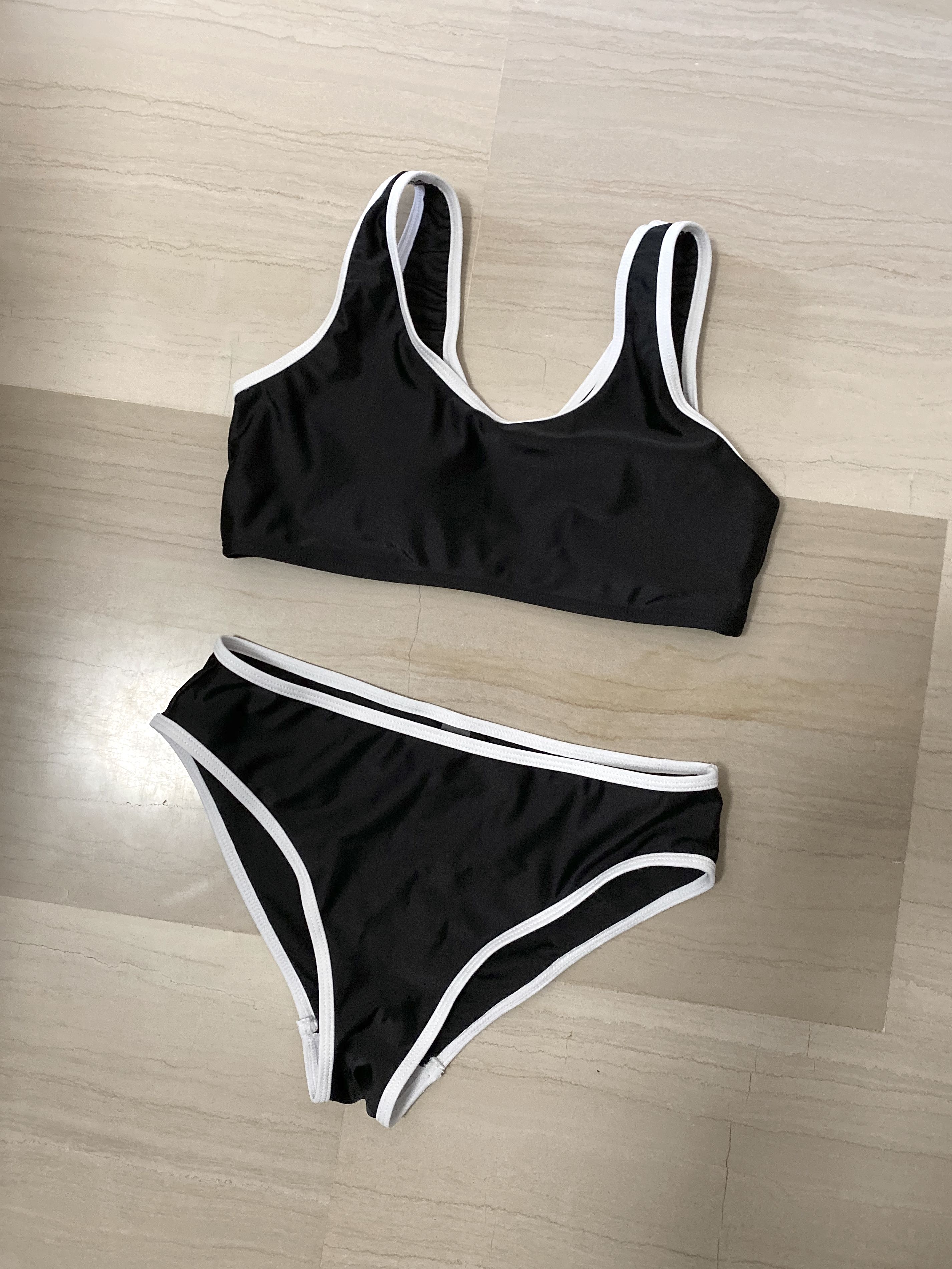 Classic Black & White Bikini Set, Women's Fashion, Swimwear, Bikinis ...