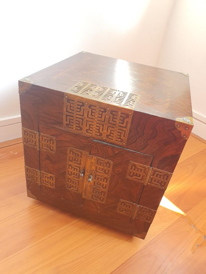 Korean Bedside Table With 10mm Sq Glass Top, Furniture & Home Living