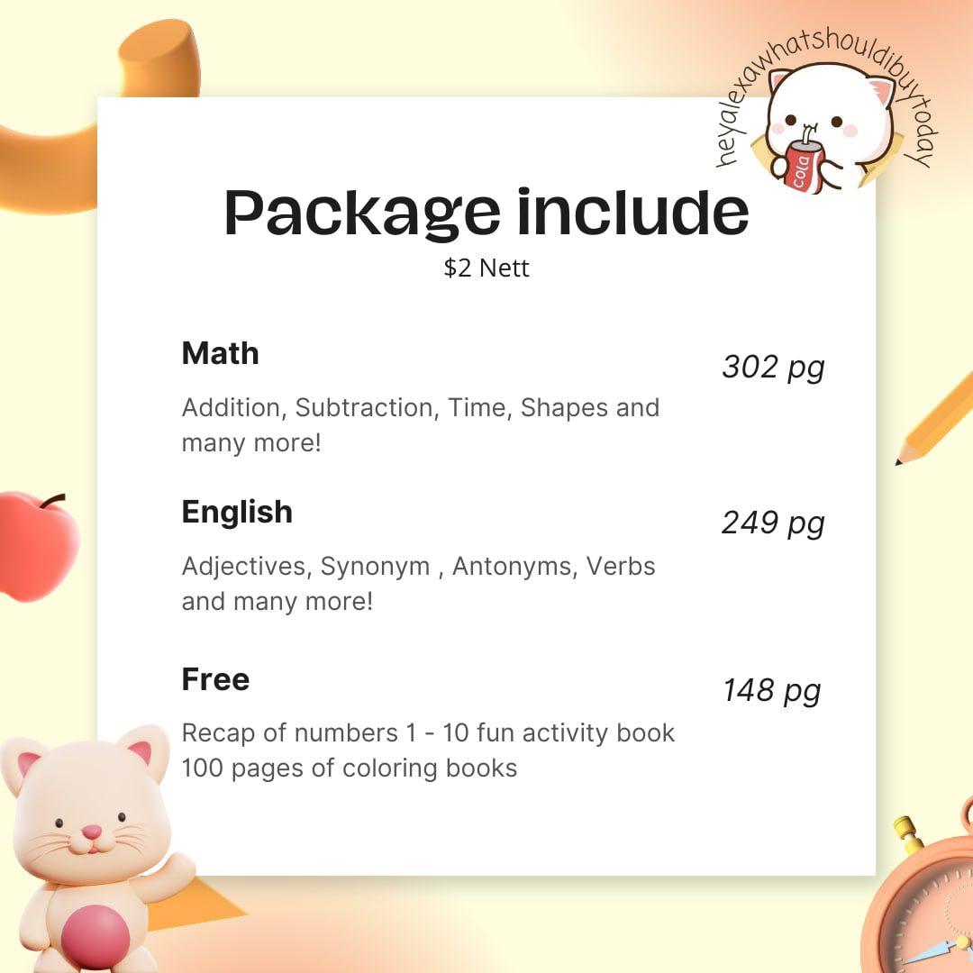 BEST DEAL!!] (English + Math+Coloring Book) (699 pages total ...