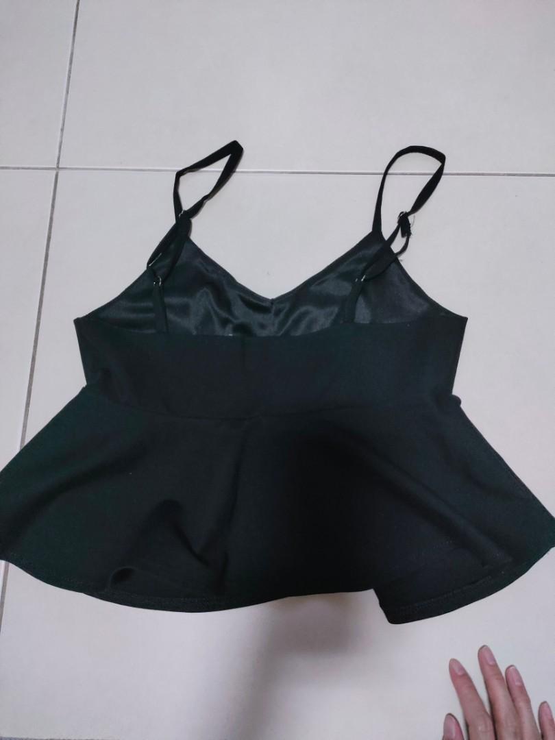 Black Sheer Spaghetti Top - M/L