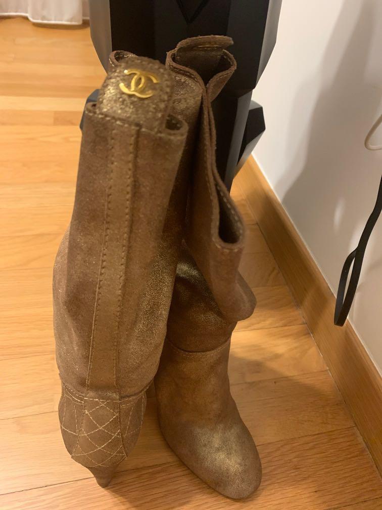 Gold online chanel boots