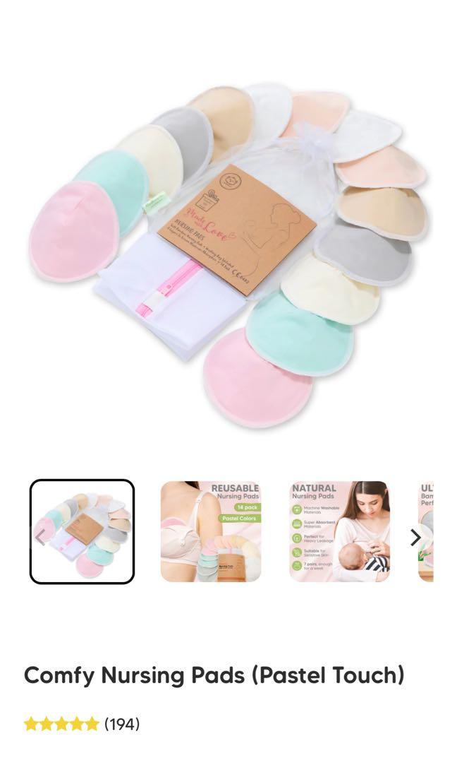 Lansinoh Reusable Nursing Pads for Breastfeeding Mothers, 8 Washable Pads, Pink and Black, Includes Mesh Wash Bag