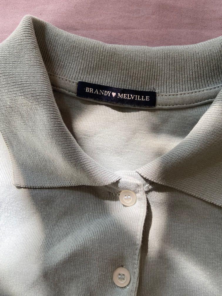 Brandy Caroline Top Collared Polo Shirt Mint Green, Women's Fashion