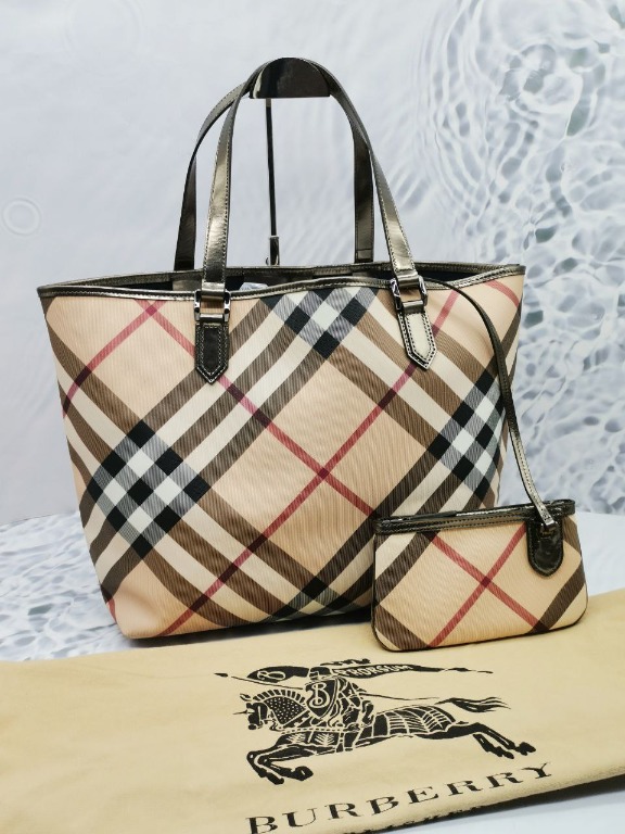 BURBERRY CHECK NOVA TOTE BAG, Luxury, Bags & Wallets on Carousell