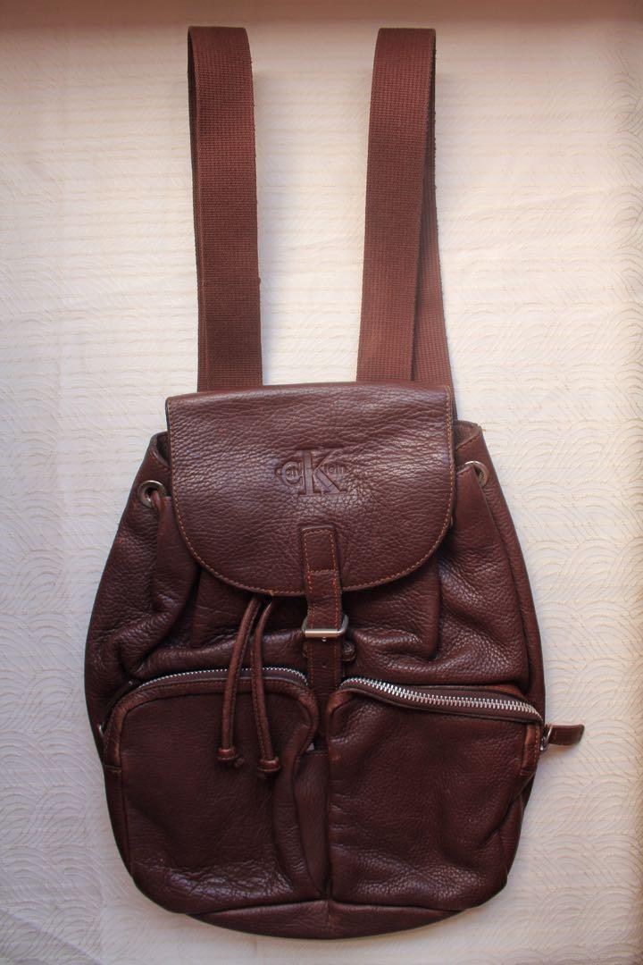 CALVIN KLEIN Vintage Brown Leather Bag Backpack, Women's Fashion, Bags &  Wallets, Backpacks on Carousell