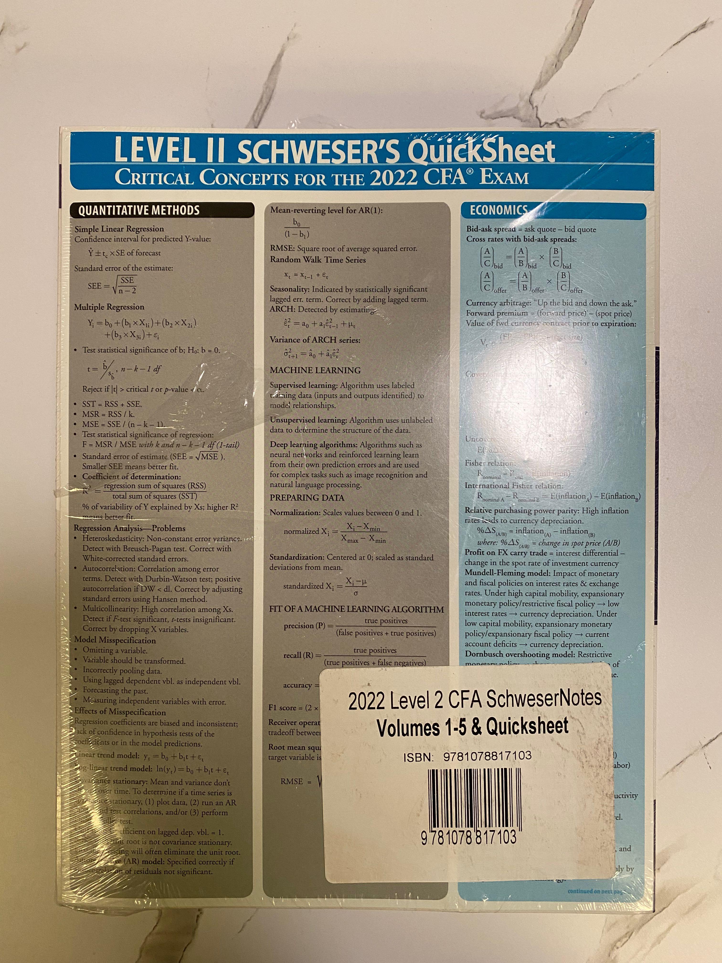 全新）CFA level 2 2022 kaplan Schweser notes & Quicksheet, 興趣及