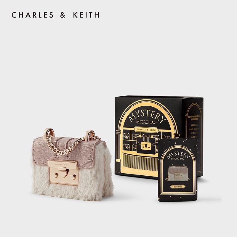 Charles Keith Mystery Box Pink Fur Micro Bag Women s Fashion
