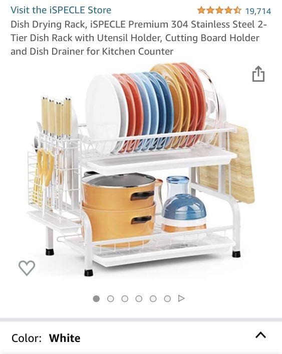 iSPECLE Dish Drying Rack, 2 Tier Dish Rack with Utensil Holder and