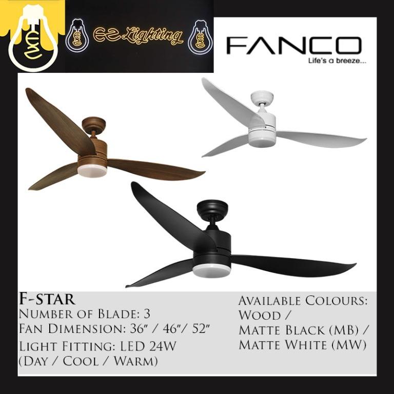 Fanco F-star DC Ceiling Fan 36/46/52