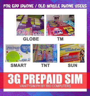 GLOBE / SMART 3G Sim Cards for GPP iPhones / Old Model Phones