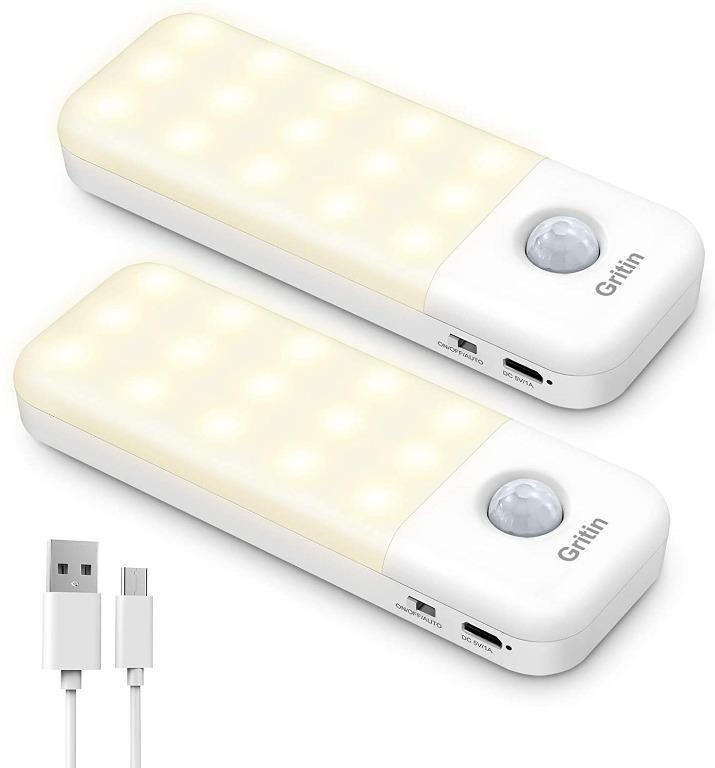 Claoner Motion Sensor Cupboard Lights Indoor 2 Pack USB Rechargeable... 