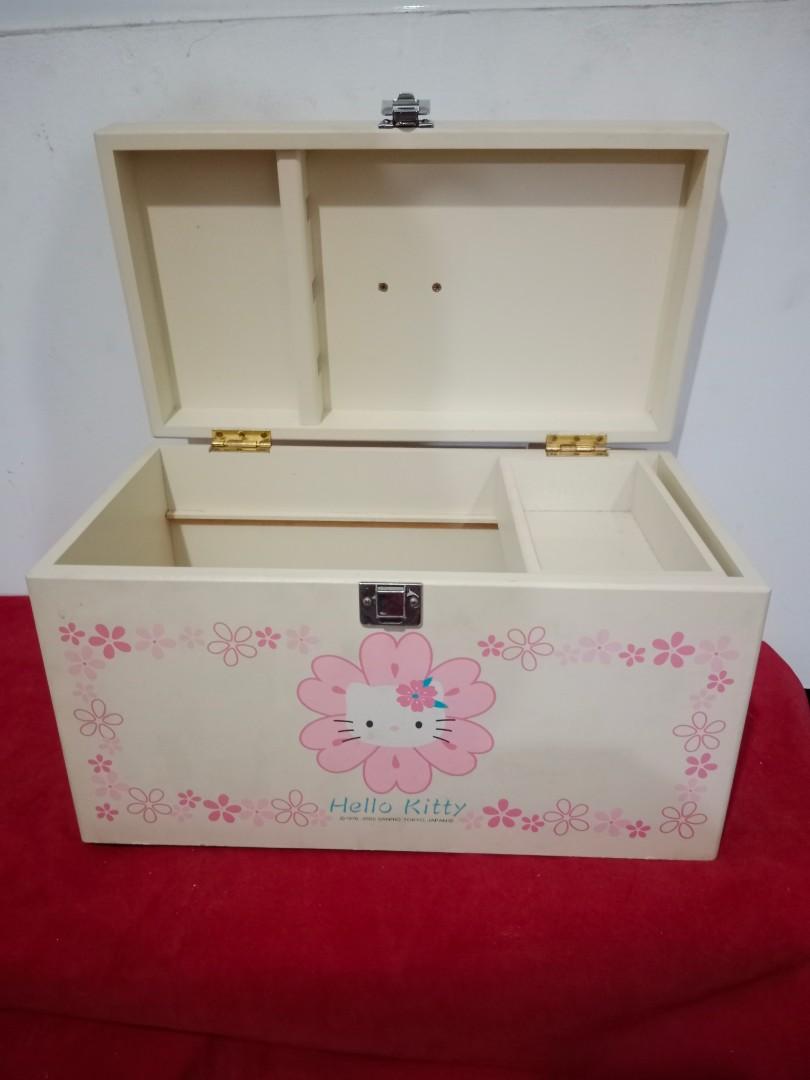 Hello Kitty Wooden Box (Category: Storage Boxes & Baskets) located in Las Pinas. Submitted by bethany1965 (Listing ID 1162527620, Image 3). Description: From Japan , Hello Kitty Wooden Box with sliding divider Vintage feels (20 years) Pls Manage your expectation , it has some minor scratches. With free hello kitty items #hellokitty #sanrio #storagebox #rare #vintage.
