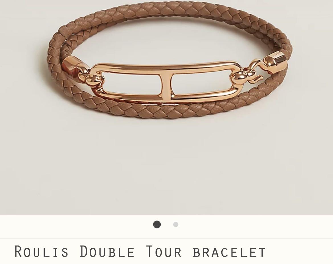 Hermes roulis double tour bracelet gold rose gold hardware, 名牌, 飾物及配件
