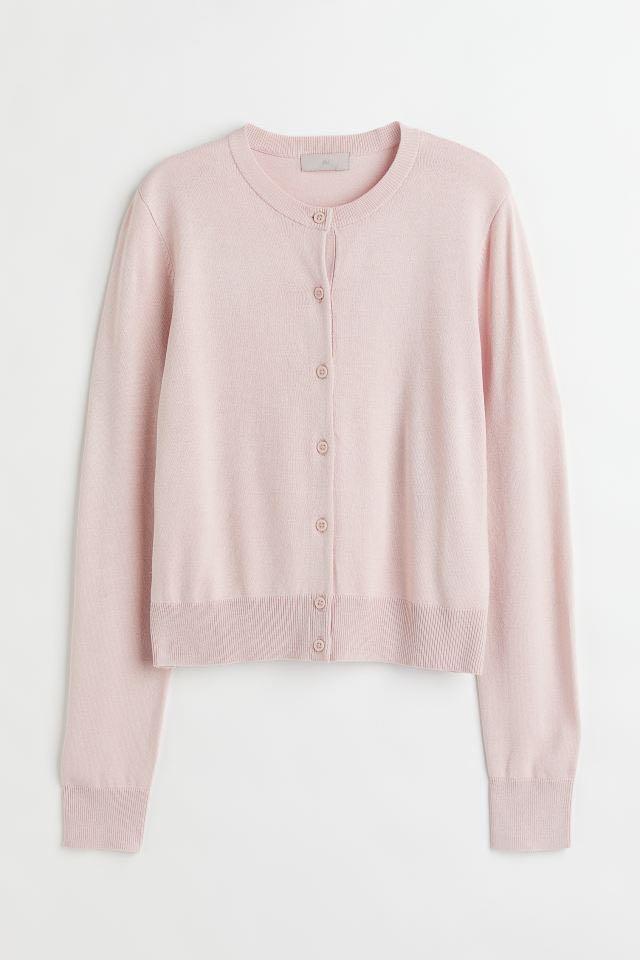 Hu0026M Baby Pink Cardigan, Women's Fashion, Coats, Jackets and Outerwear on  Carousell