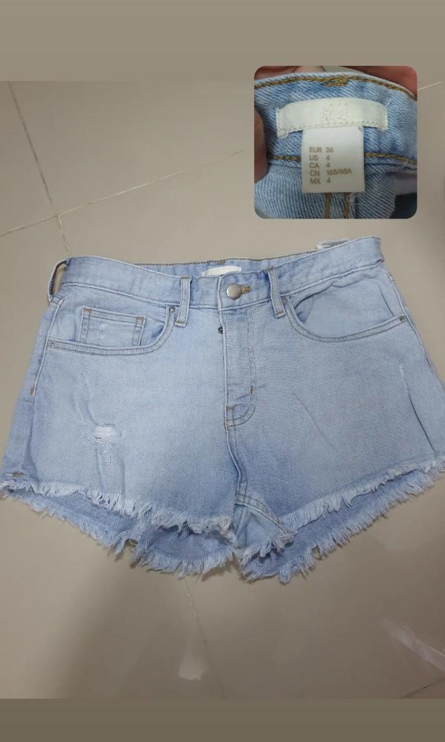 HnM Light Blue Short Jeans, Fesyen 
