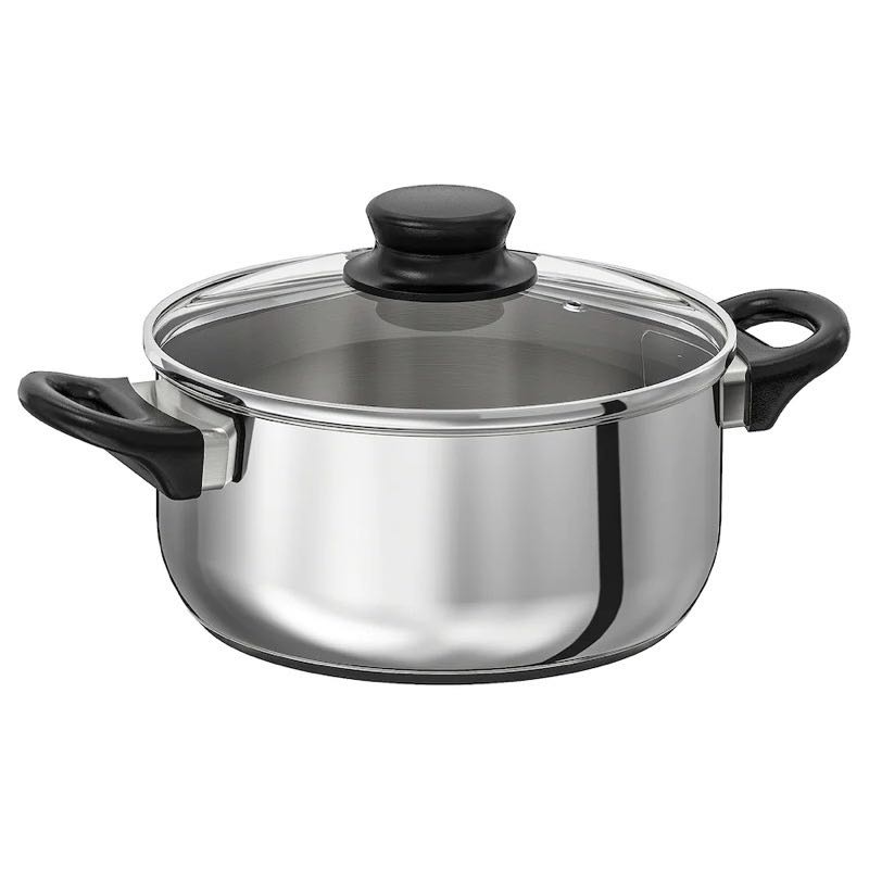 IKEA Pot Cooking Ware With Glass Thick Stainless Steel Induction Gas