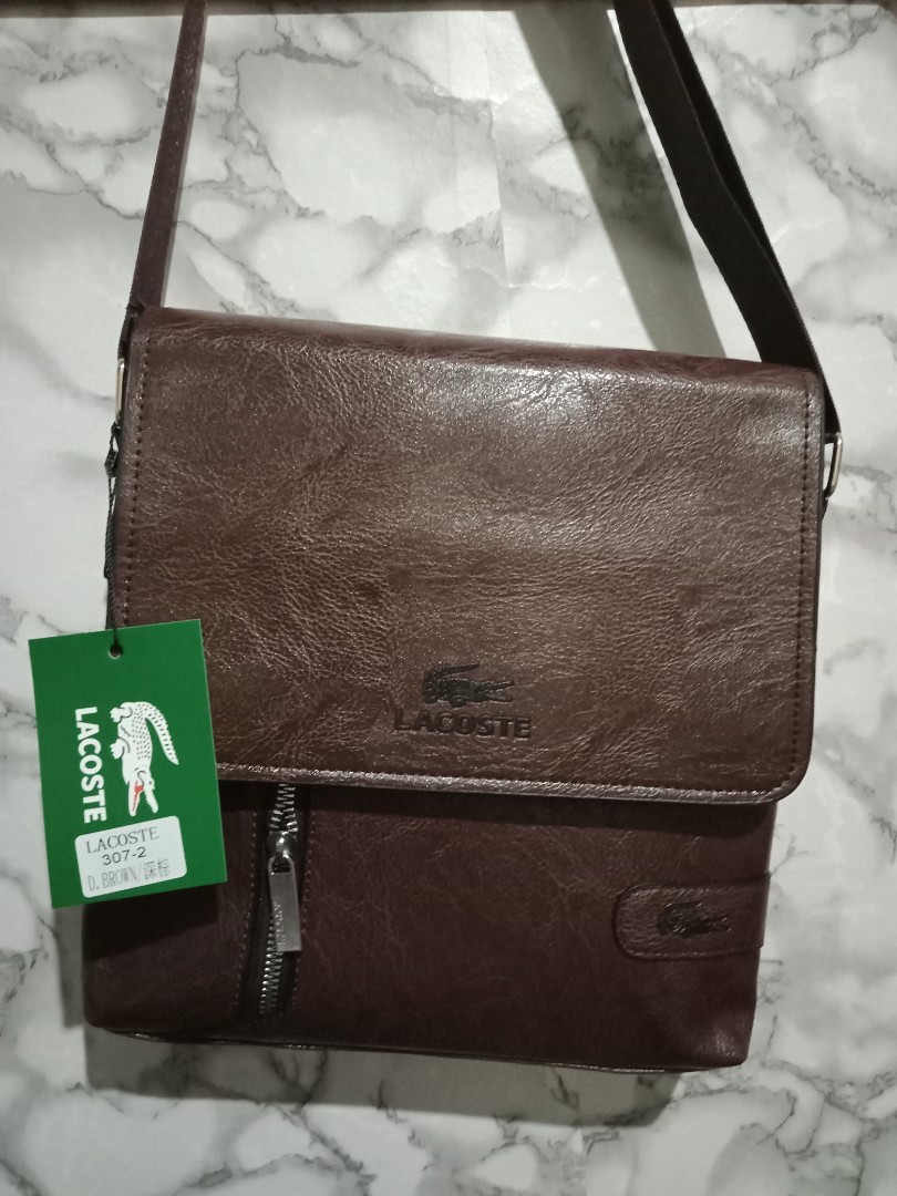 Lacoste leather sling bag store