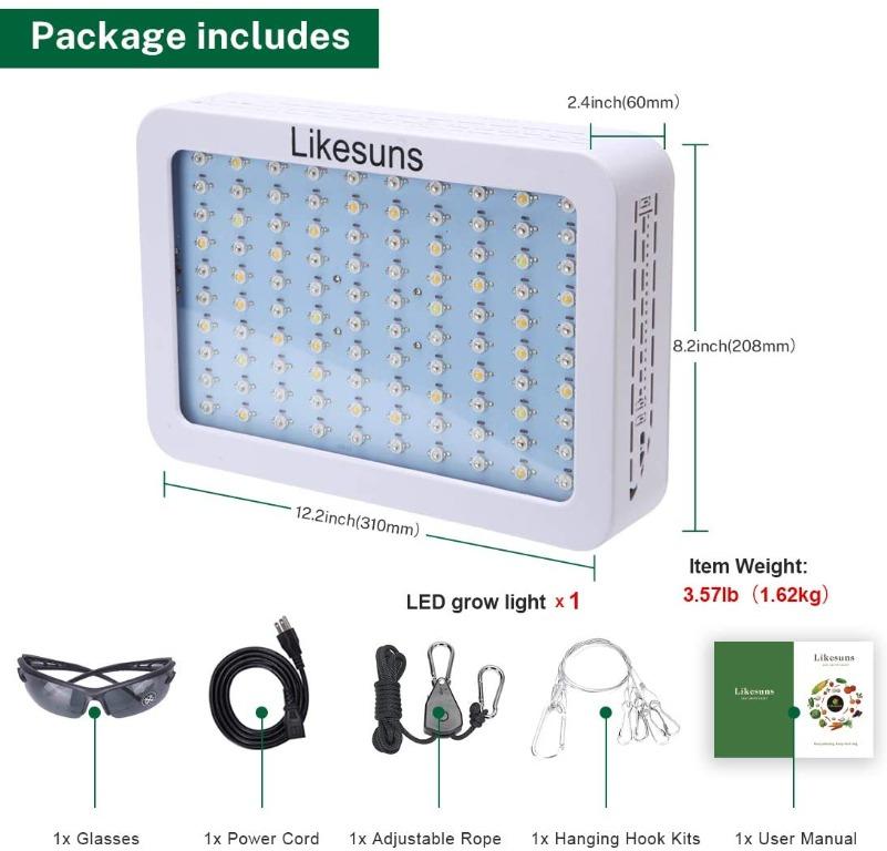 Likesuns 1000W LED Grow Light for Indoor Plants Everything Else