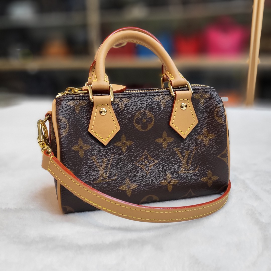 LV Nano Speedy black bicolor empreinte monogram leather, Luxury, Bags &  Wallets on Carousell