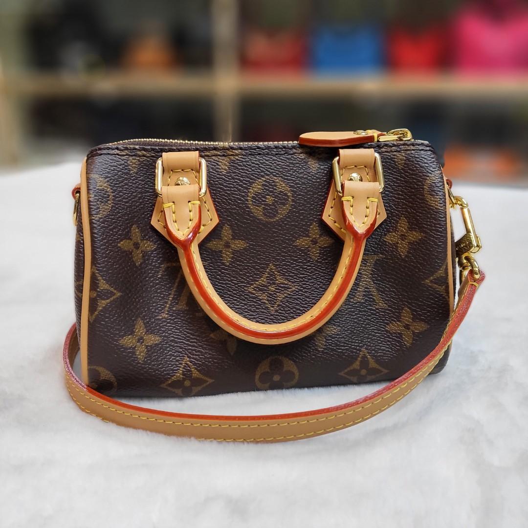 LV Nano Speedy Monogram canvas/cowhide leather trim GHW, Luxury, Bags &  Wallets on Carousell