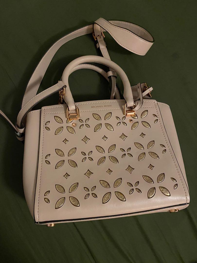 Michael kors benning discount medium perforated leather satchel