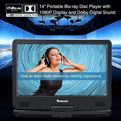 NAVISKAUTO 14" Portable Blu Ray DVD Player with HDMI Input/Output