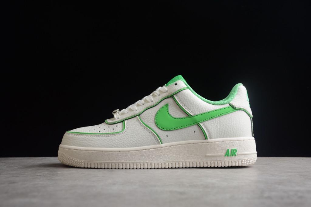 White nikes green swoosh top