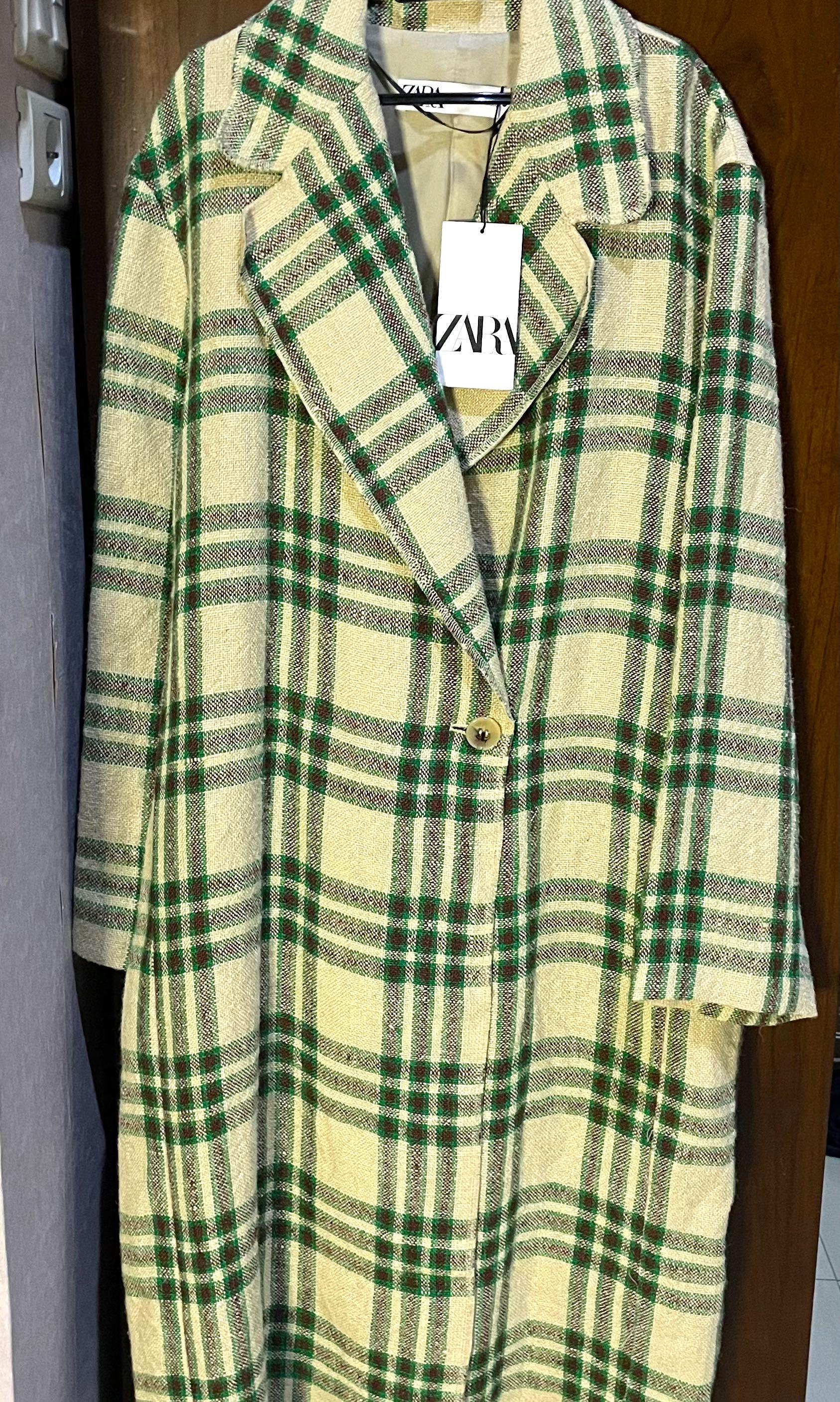 green plaid coat zara
