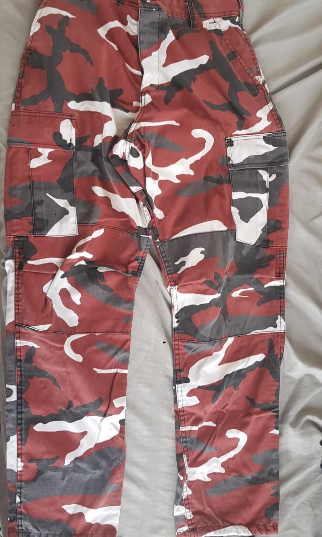 Red Camouflage Cargo Pants Men Hip Hop Streetwear Tactical Multi Pocket  Cotton Trousers - Casual Pants - AliExpress
