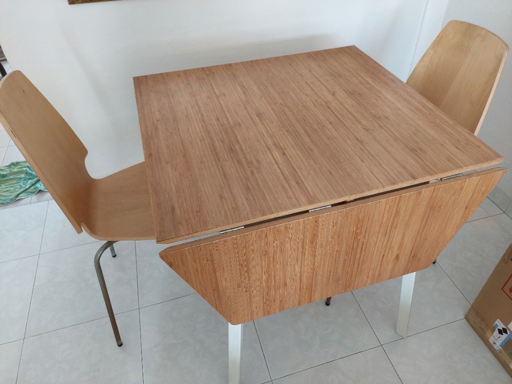 Set of Ikea dropleaf dining table and 4 dining chair, Furniture & Home