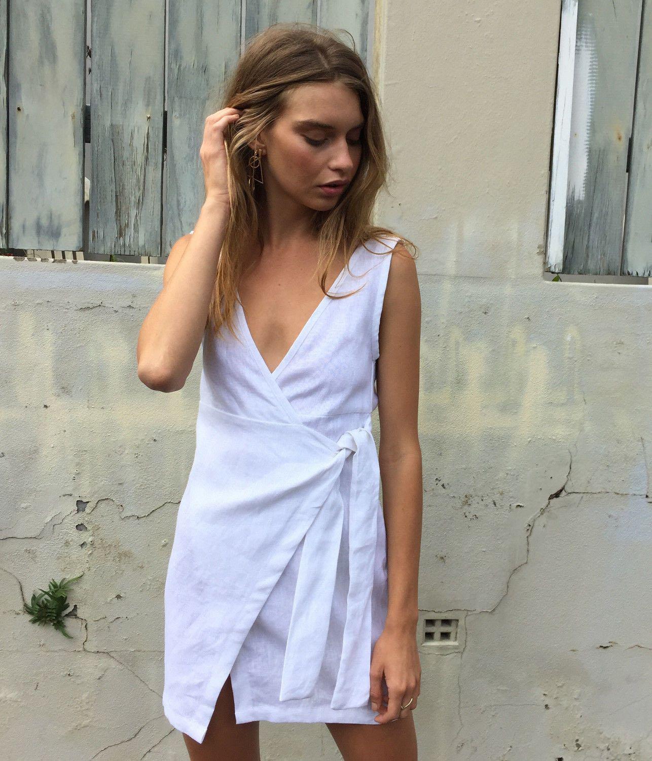 Sir The Label White Linen India Wrap Dress S, Women's Fashion, Dresses u0026  Sets, Dresses on Carousell
