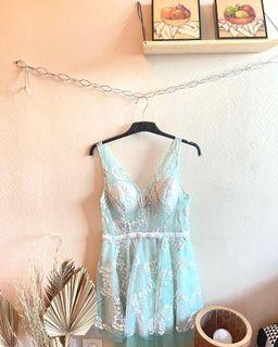 Soft Blue elegant bordir cute party dress