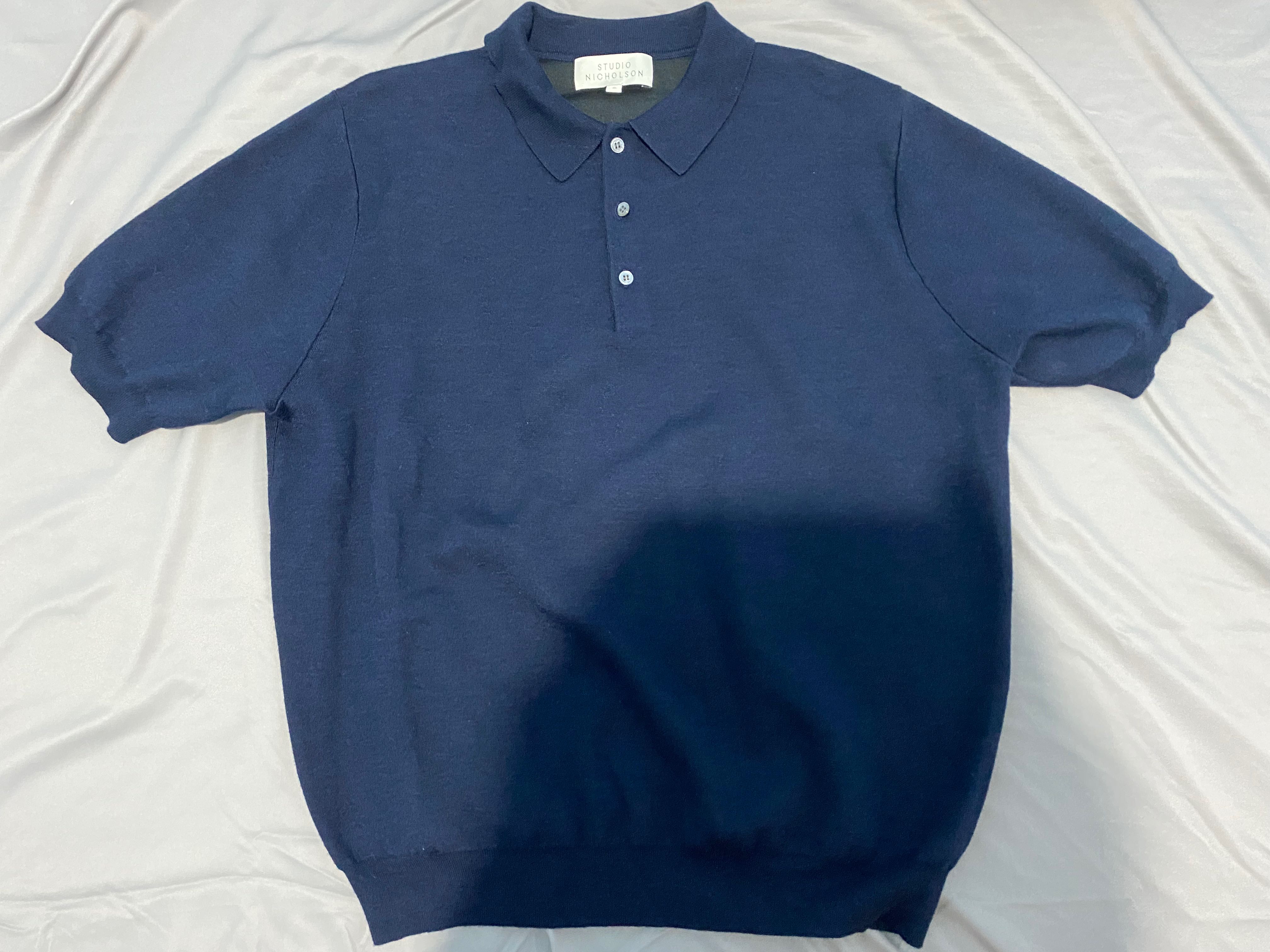 STUDIO NICHOLSON Luro Knit Top in Dark Navy - S Size, 男裝, 上身及 