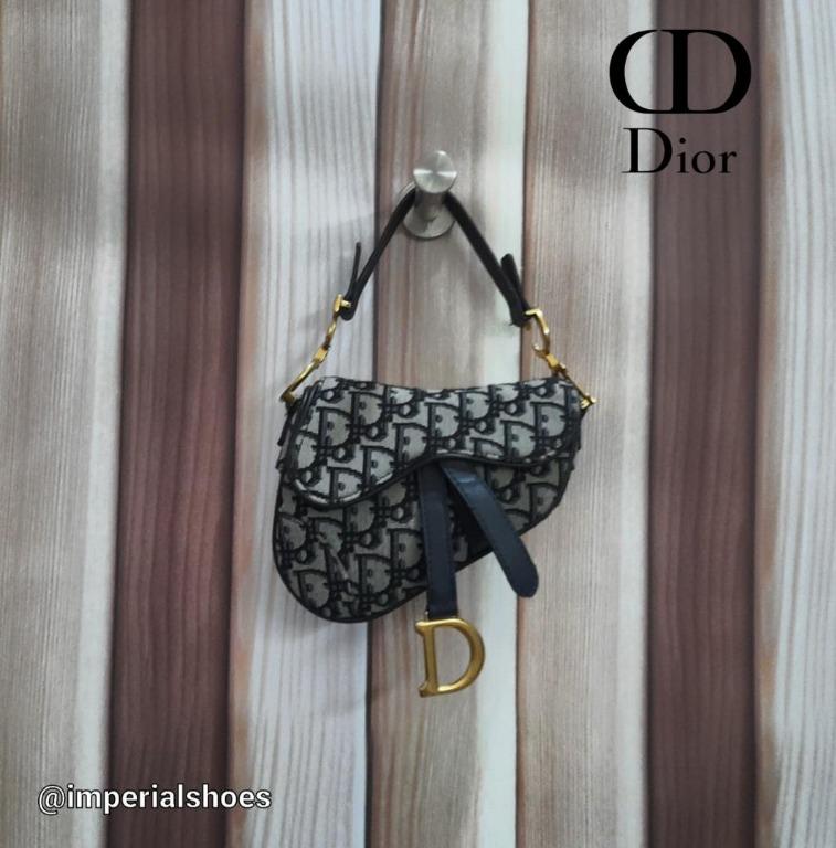 Tas Dior MINI SADDLE BAG Blue Oblique Jacquard